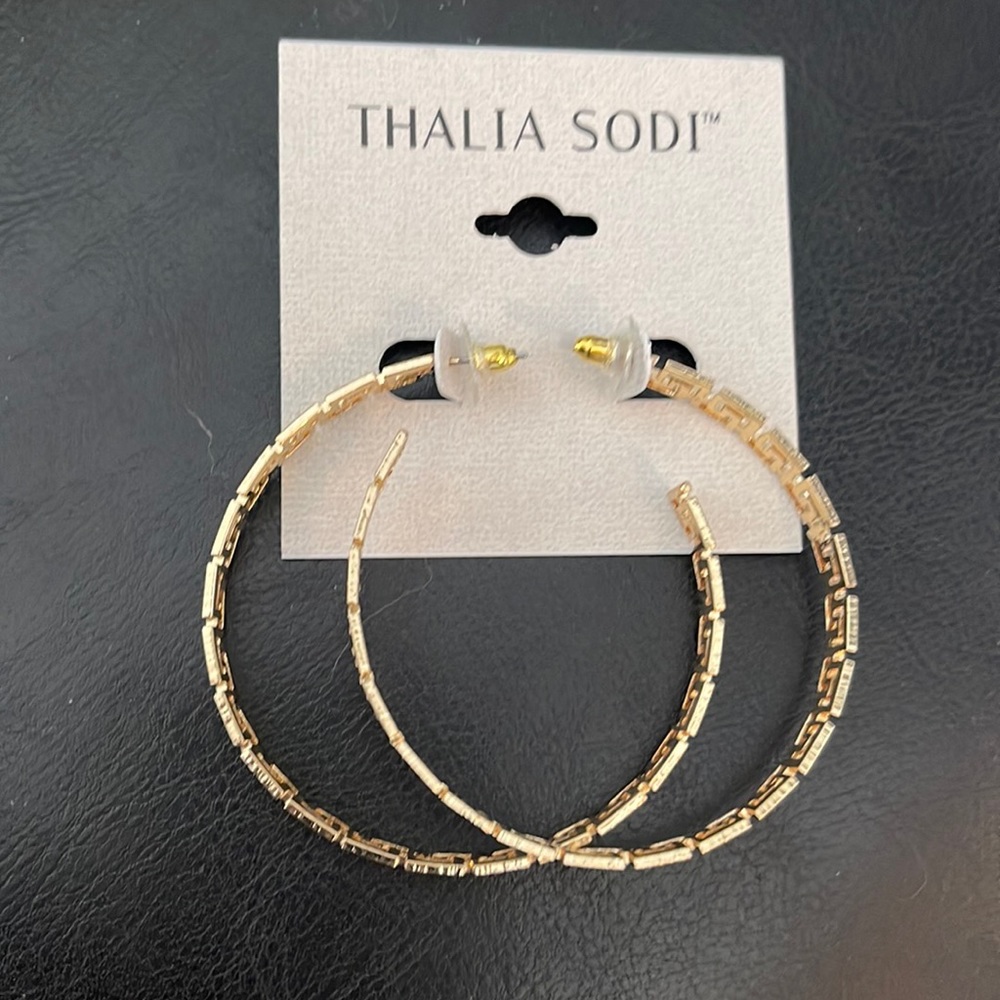 NWT Thalia Sodi Greek Key Earrings Hoops 2.5"